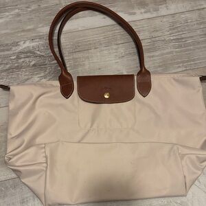 Longchamp Cream and Brown Tote Bag
